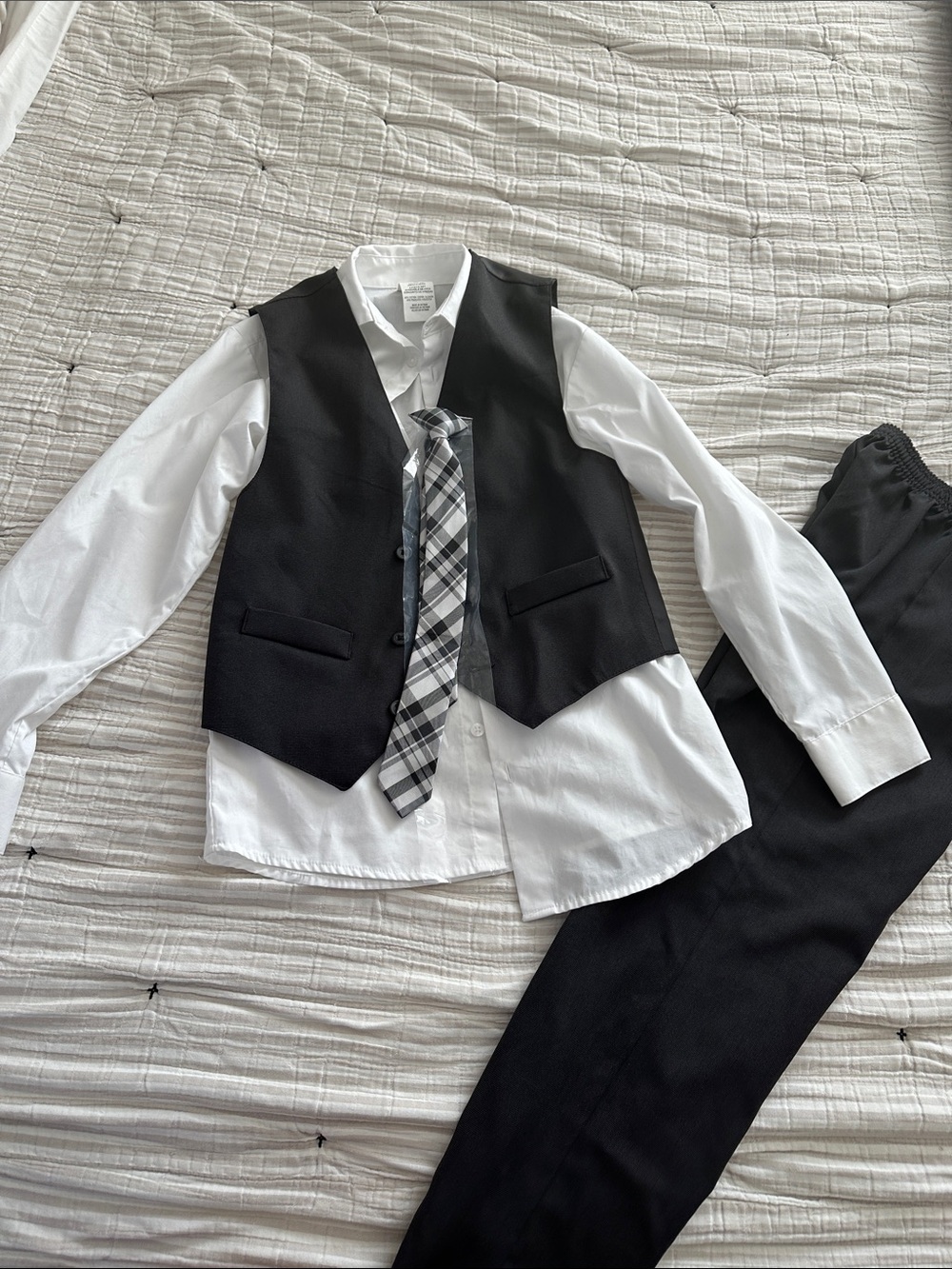 Classic Black Vest & Pants Set with White Shirt